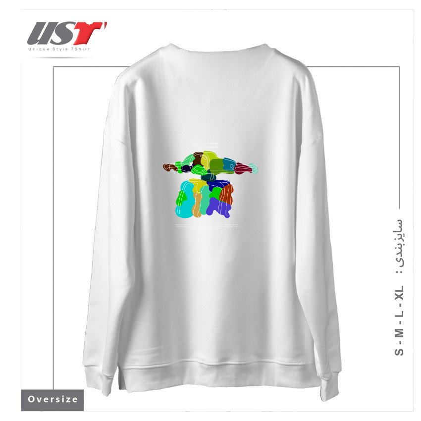 طرح typography 77 سوییشرت اورسایزرنگ سفید