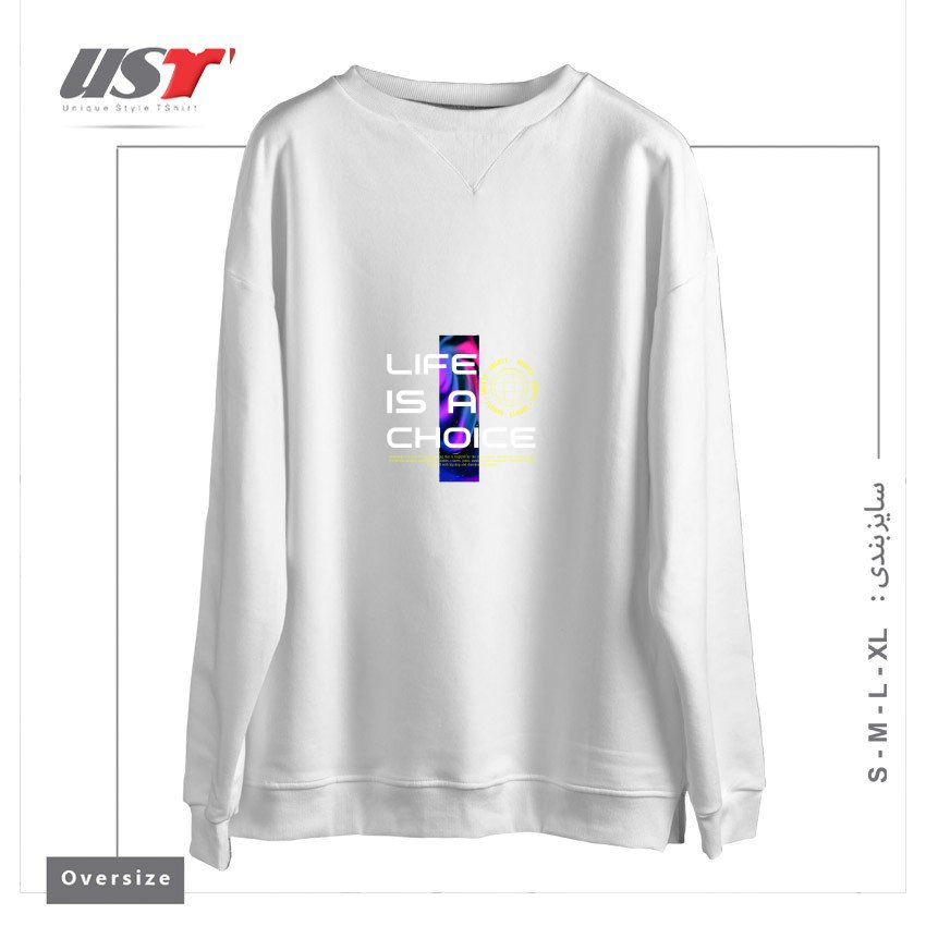 طرح typography 79 سوییشرت اورسایزرنگ سفید