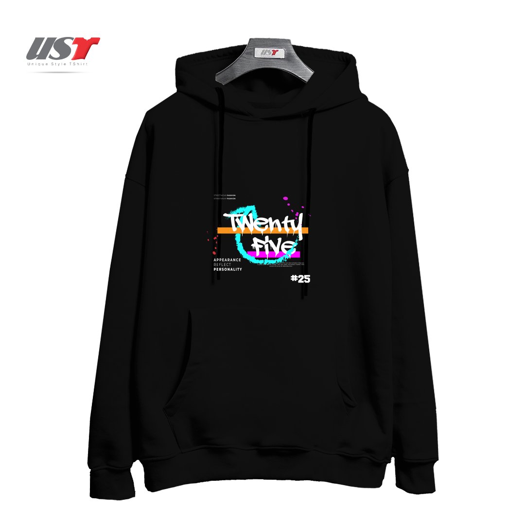 طرح typography 82 هودی اورسایزرنگ مشکی