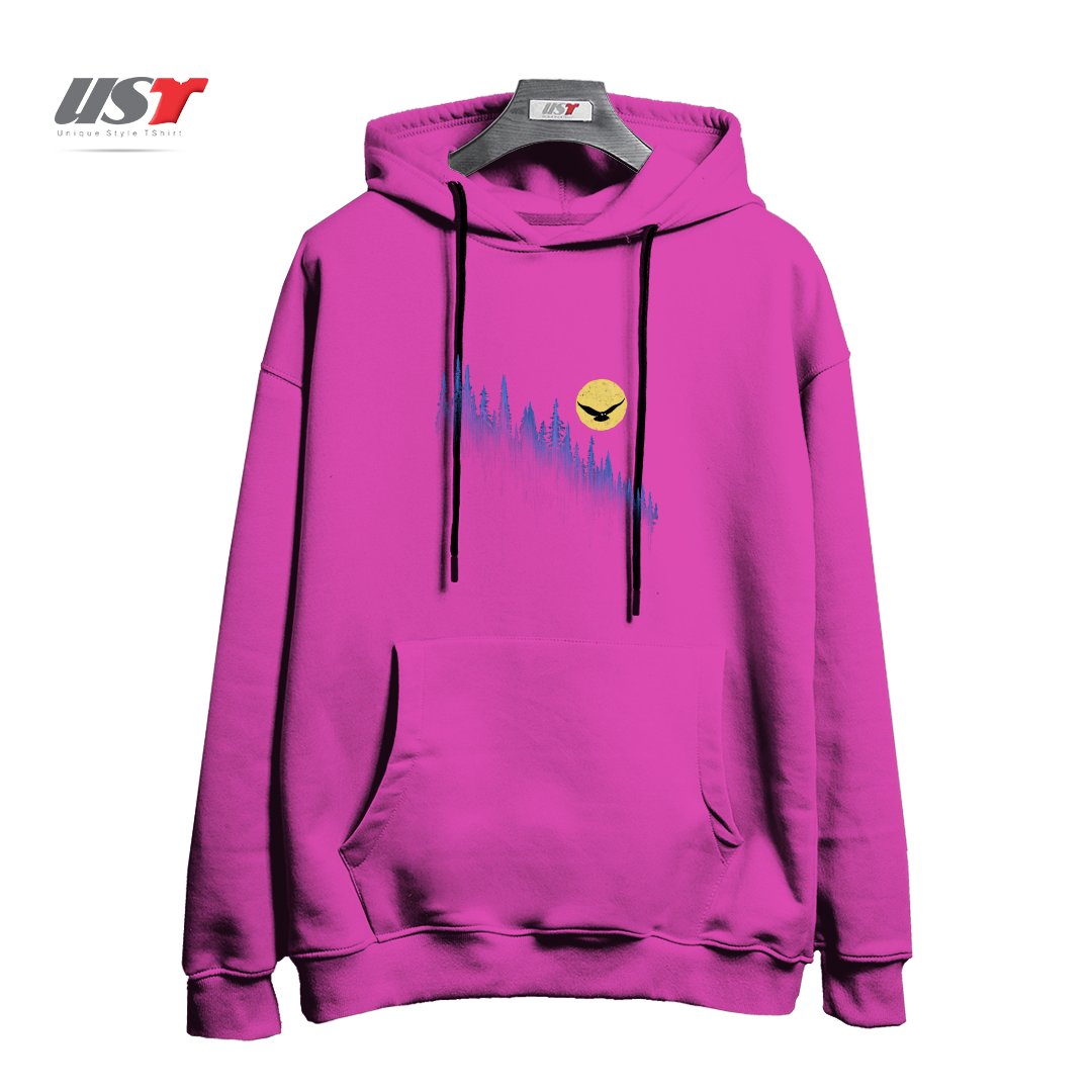 طرح OWL MOON هودی اورسایزرنگ صورتی