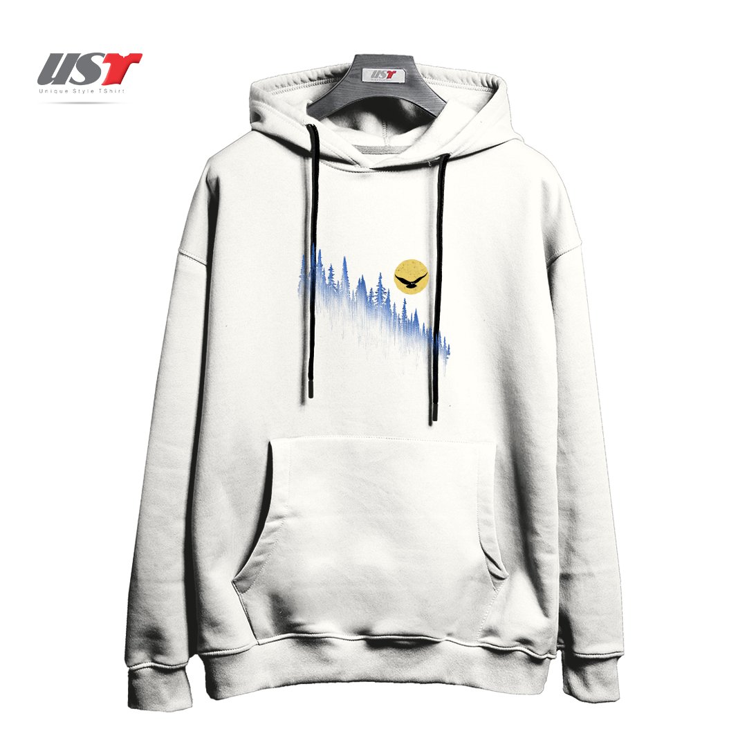 طرح OWL MOON هودی اورسایزرنگ سفید