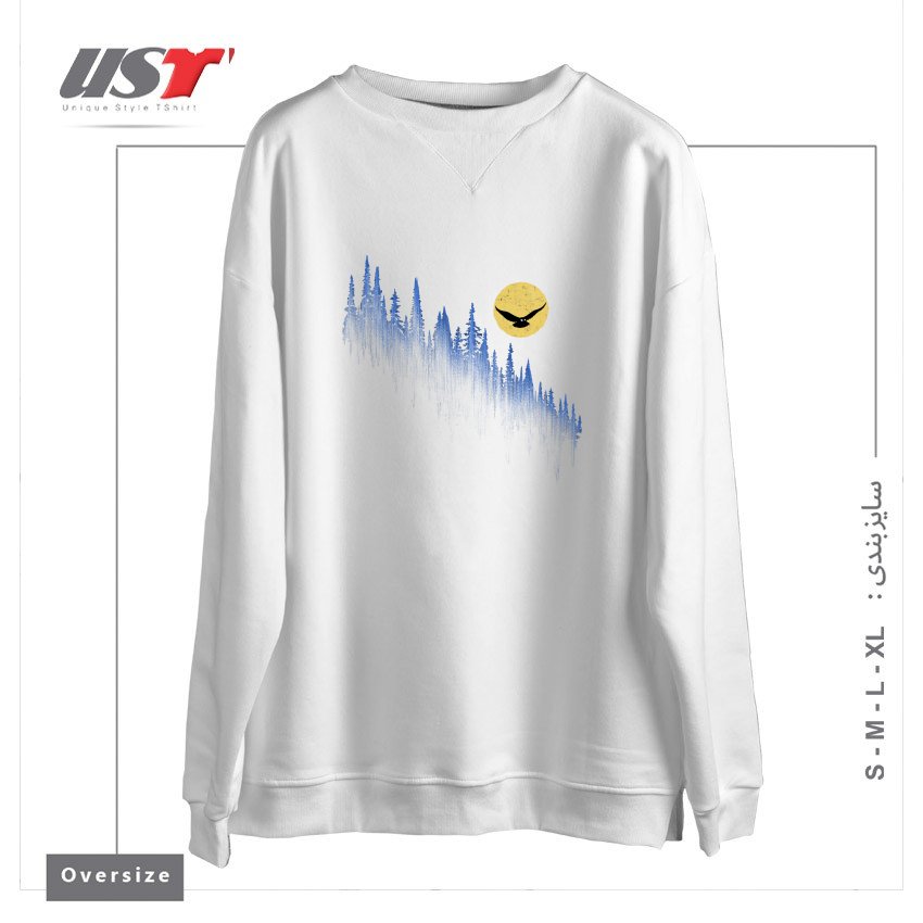 طرح OWL MOON سوییشرت اورسایزرنگ سفید