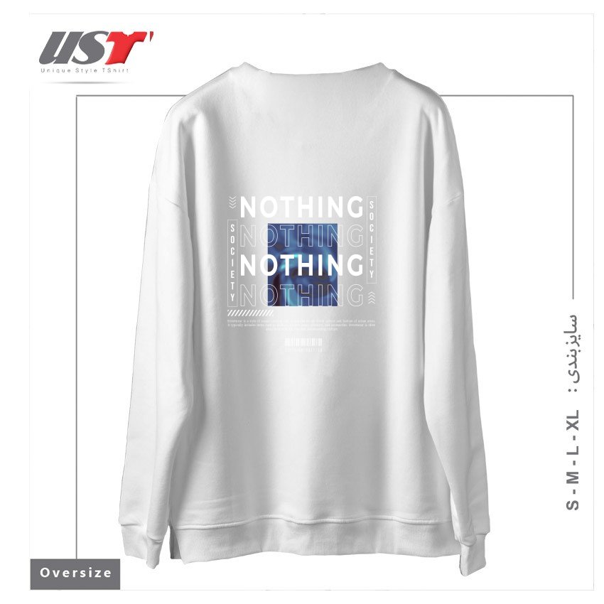 طرح typography 83 سوییشرت اورسایزرنگ سفید