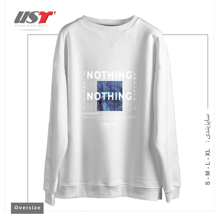 طرح typography 83 سوییشرت اورسایزرنگ سفید