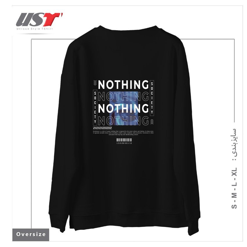 طرح typography 83 سوییشرت اورسایزرنگ مشکی