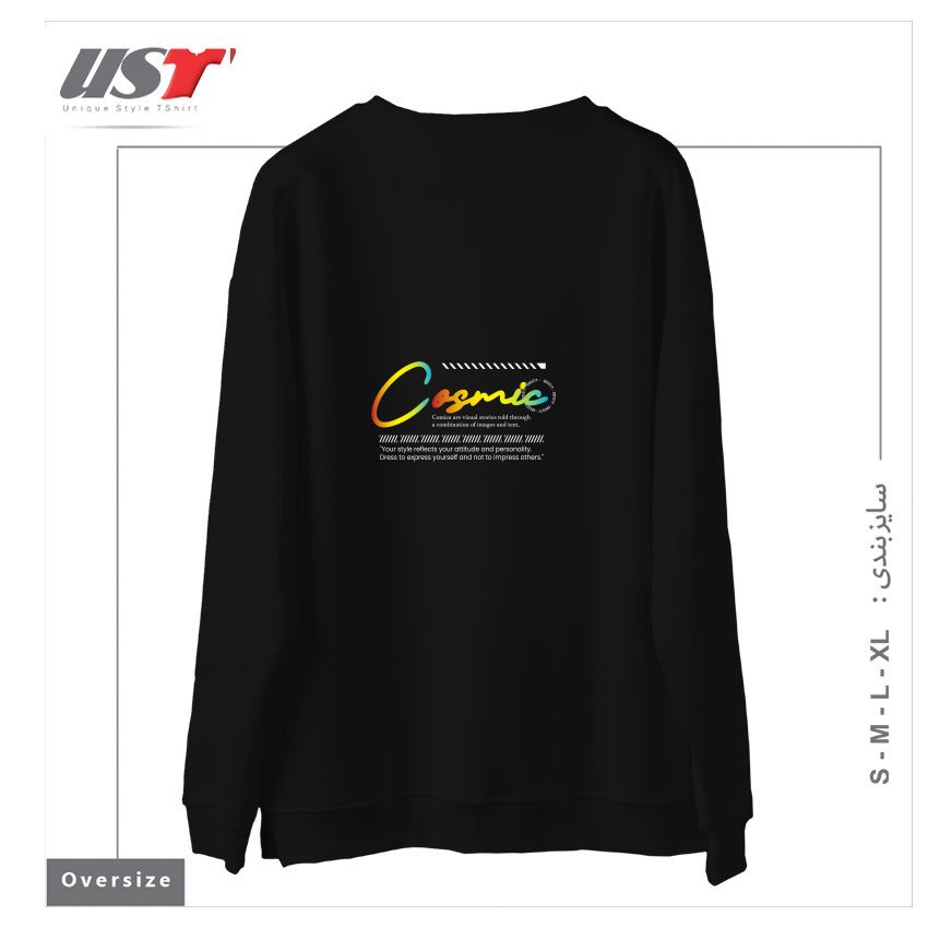 طرح typography 84 سوییشرت اورسایزرنگ مشکی