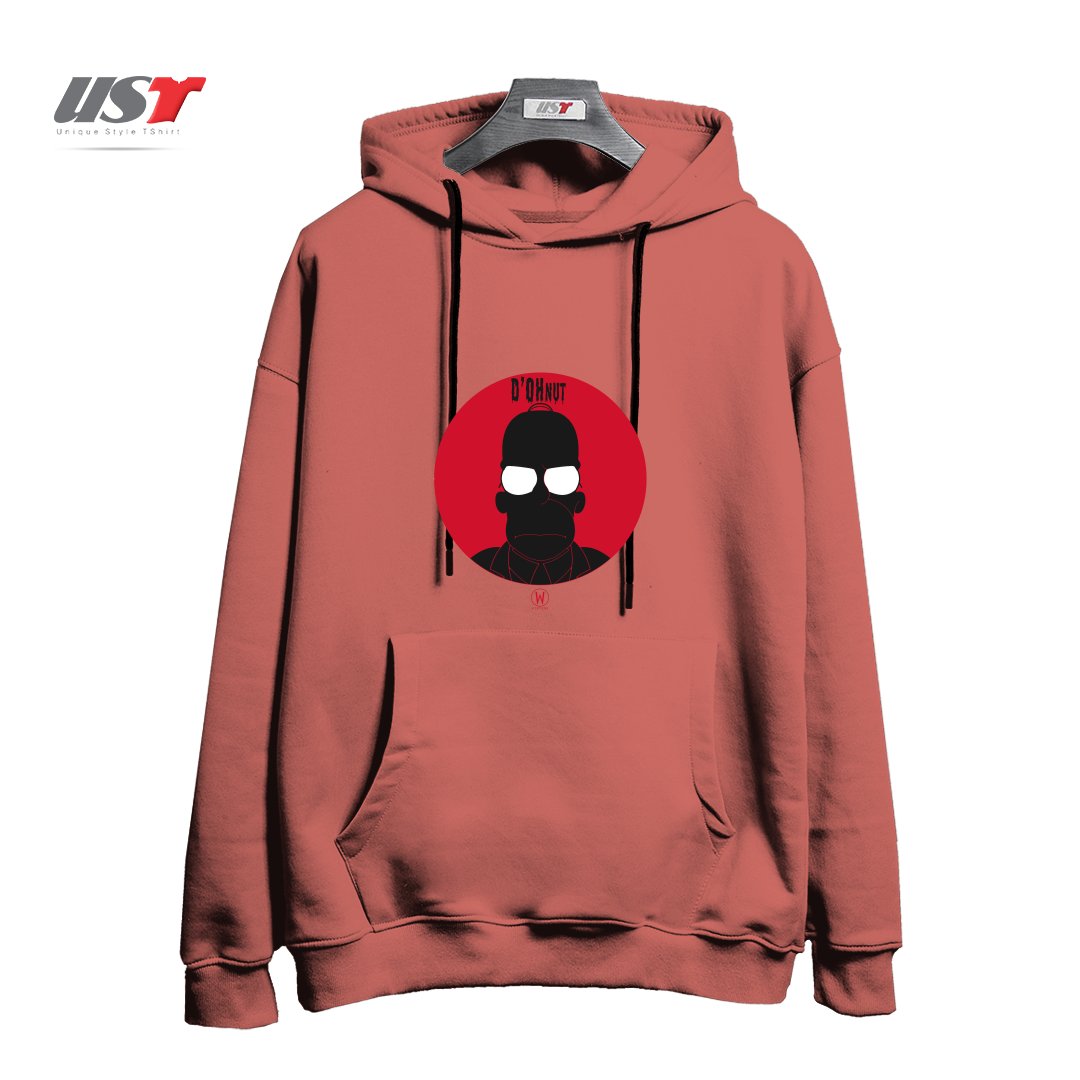 طرح D'OHNUT هودی اورسایزرنگ آجری