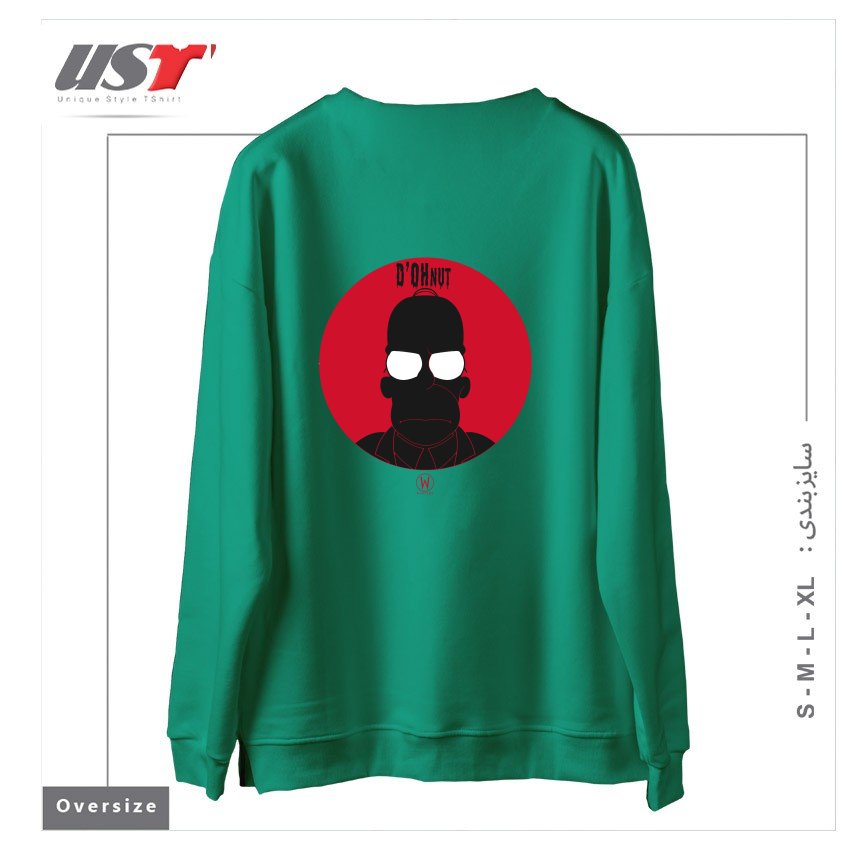طرح D'OHNUT سوییشرت اورسایزرنگ سبز سدری