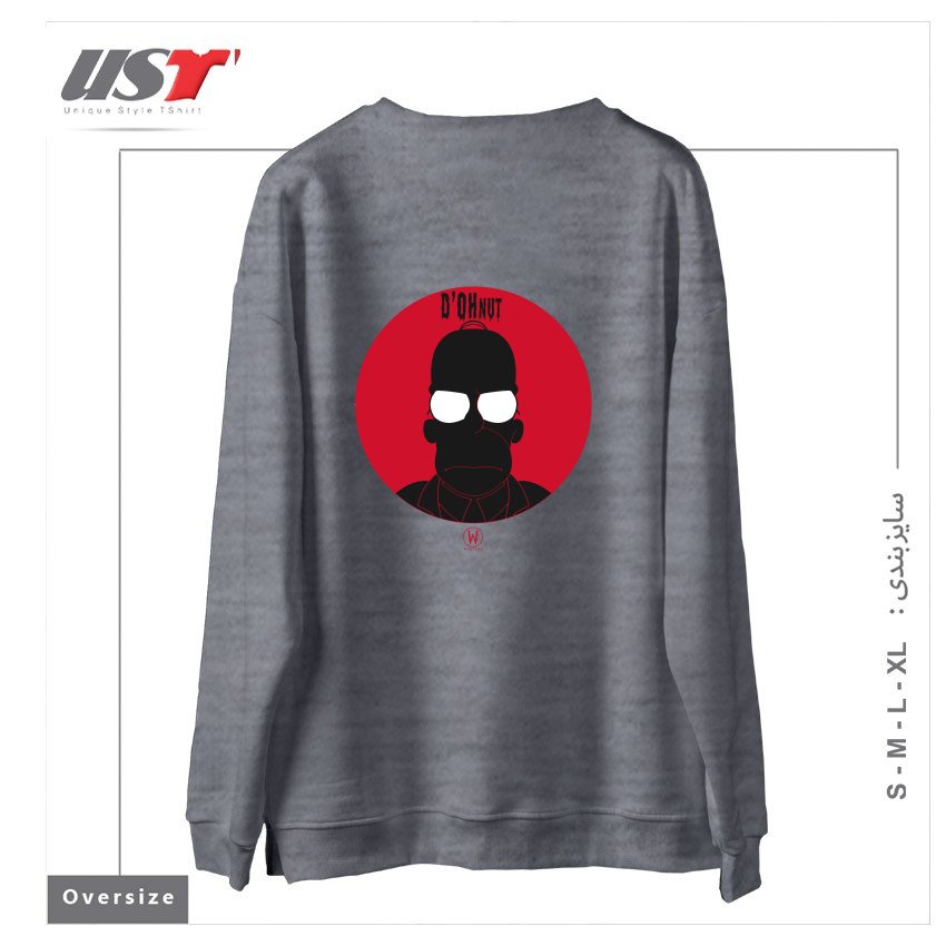 طرح D'OHNUT سوییشرت اورسایزرنگ طوسی ملانژ