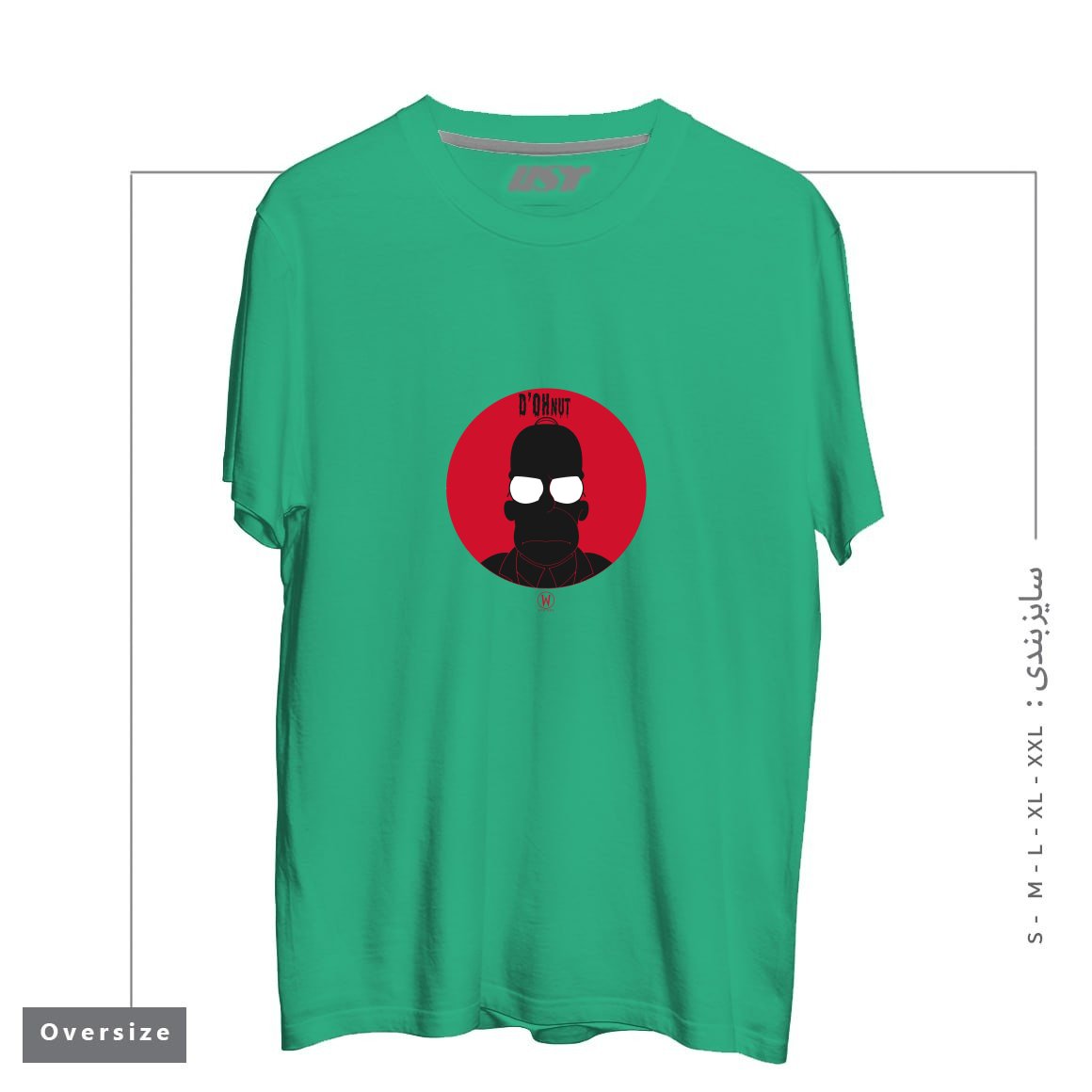 طرح D'OHNUT تیشرت اورسایزرنگ سبز