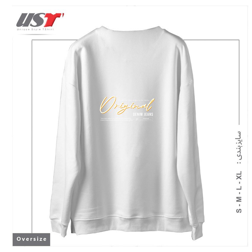 طرح typography 87 سوییشرت اورسایزرنگ سفید