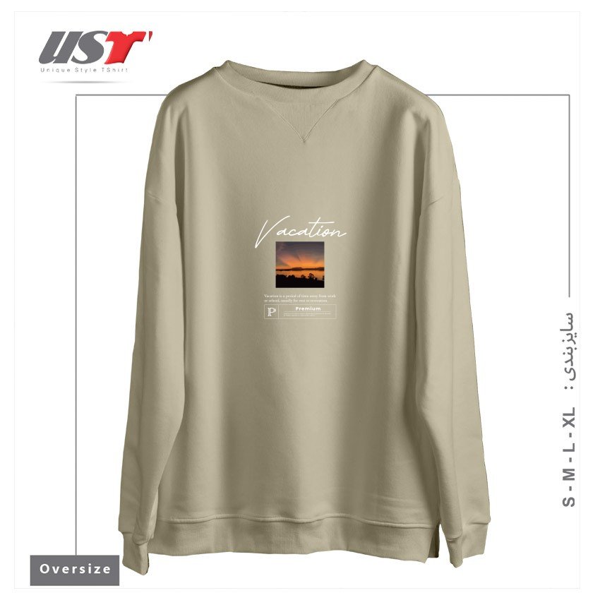 طرح typography 89 سوییشرت اورسایزرنگ نخودی