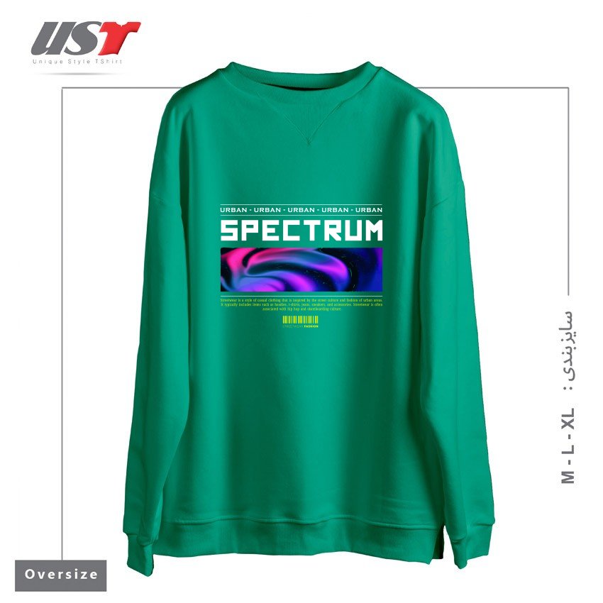 طرح typography 90 سوییشرت اورسایزرنگ سبز سدری