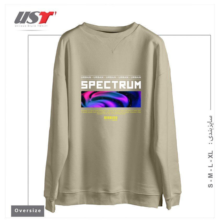 طرح typography 90 سوییشرت اورسایزرنگ نخودی