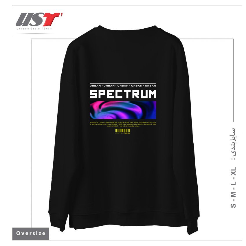 طرح typography 90 سوییشرت اورسایزرنگ مشکی