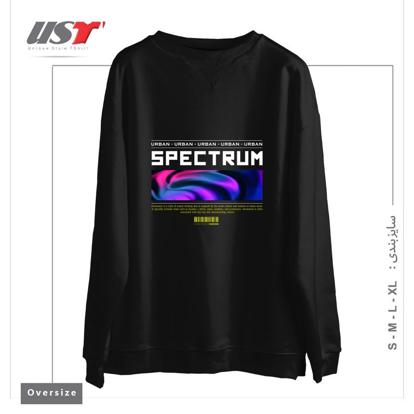 طرح typography 90 سوییشرت اورسایزرنگ مشکی