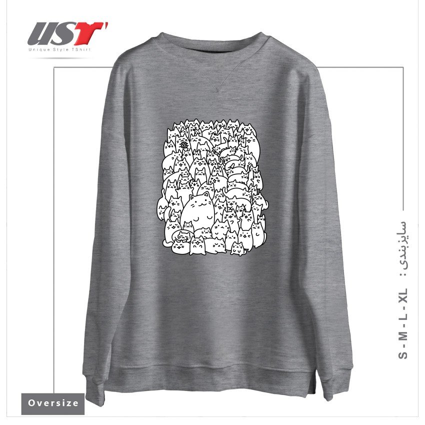 سوییشرت اورسایز طرح DOODLETOWN KITTIES