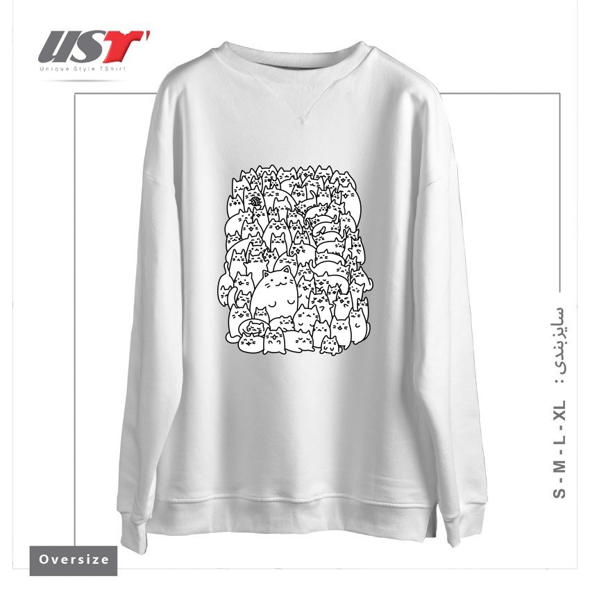 سوییشرت اورسایز طرح DOODLETOWN KITTIES