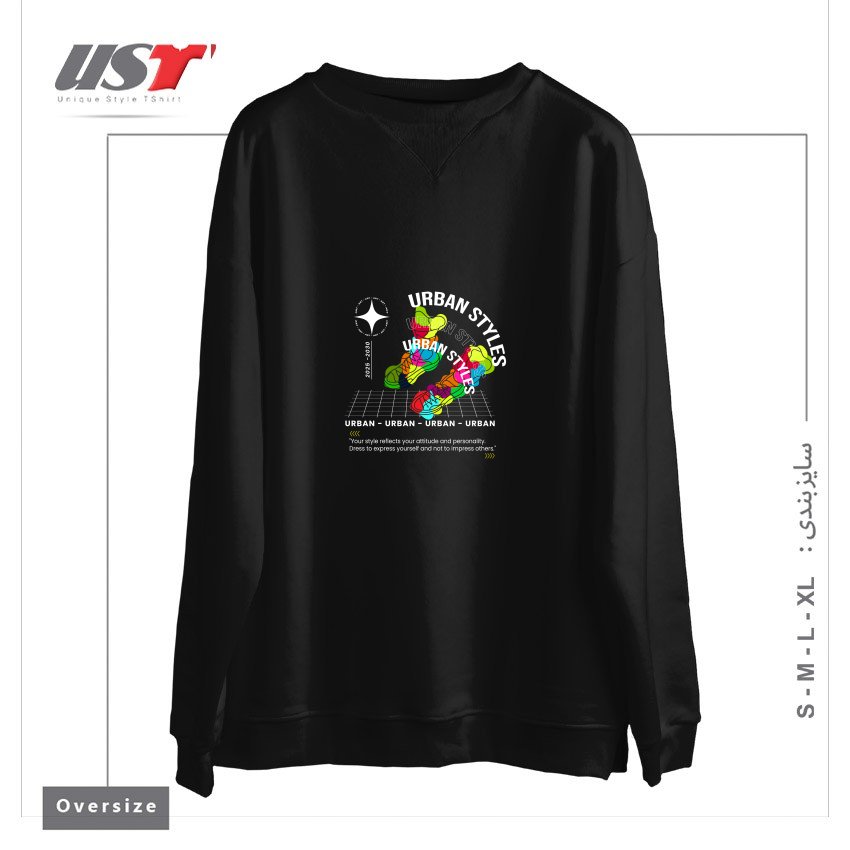 طرح typography 94 سوییشرت اورسایزرنگ مشکی