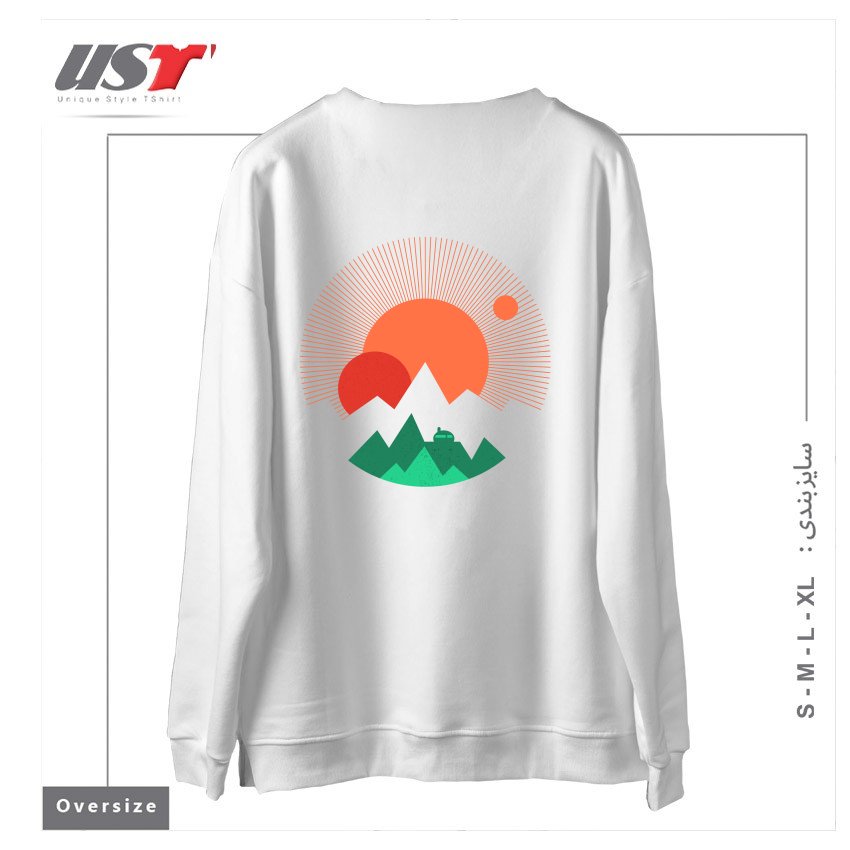 طرح SOMEWHERE IN THE GALAXY سوییشرت اورسایزرنگ سفید