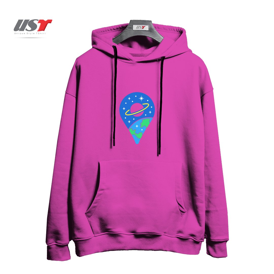 طرح SPACE PIN هودی اورسایزرنگ صورتی