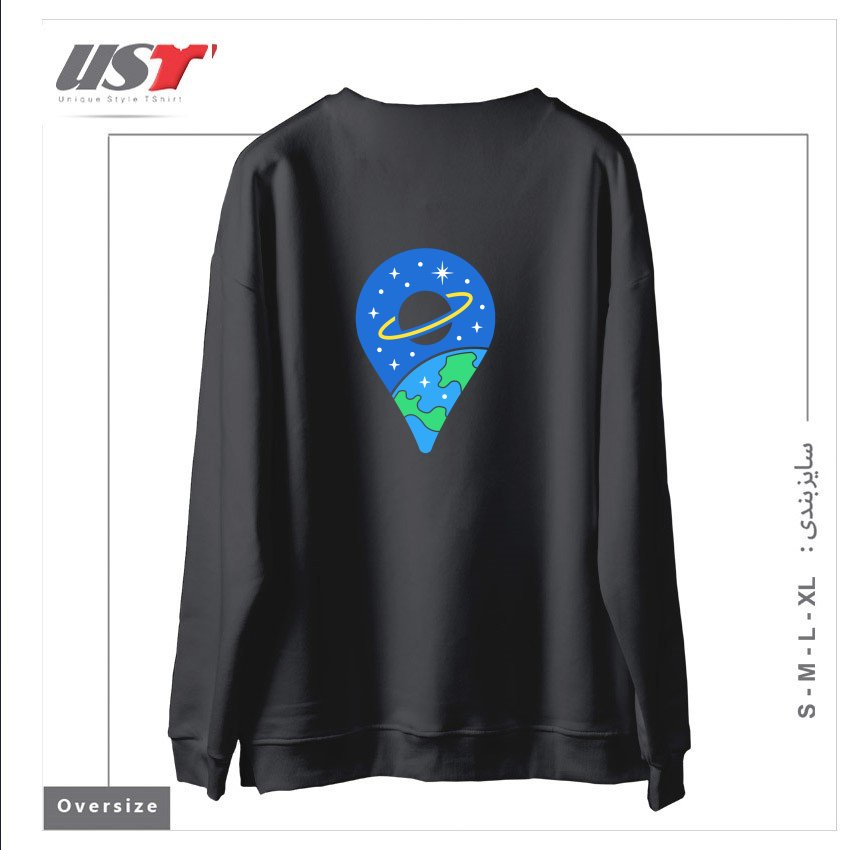 طرح SPACE PIN سوییشرت اورسایزرنگ دودی