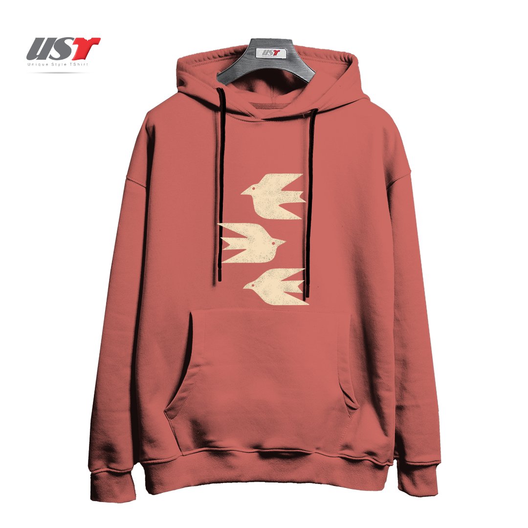 طرح DOVES IN FLIGHT هودی اورسایزرنگ آجری