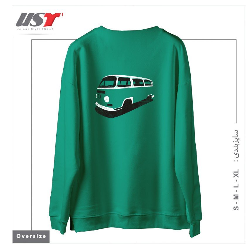 طرح VAN (VINTAGE VERSION) سوییشرت اورسایزرنگ سبز سدری