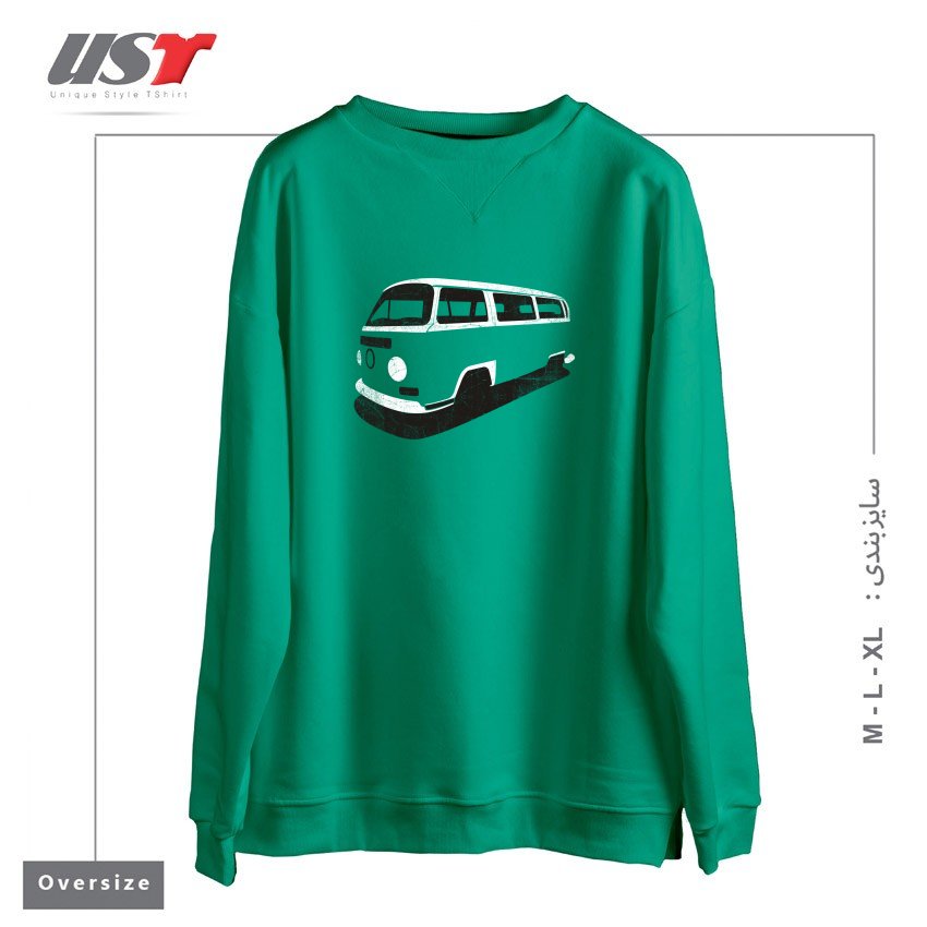 طرح VAN (VINTAGE VERSION) سوییشرت اورسایزرنگ سبز سدری