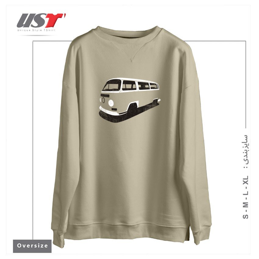 طرح VAN (VINTAGE VERSION) سوییشرت اورسایزرنگ نخودی