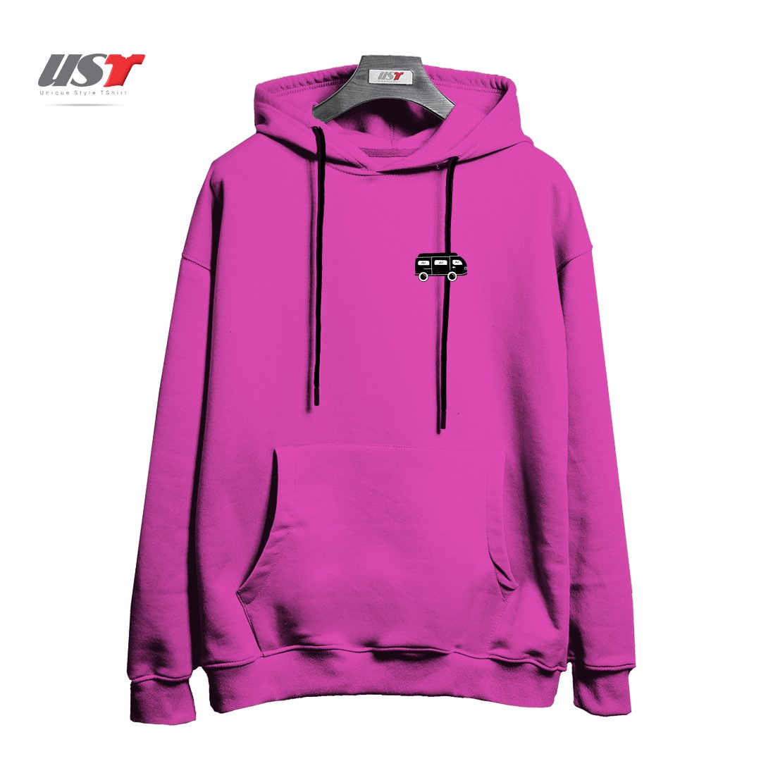 طرح VAN CAR هودی اورسایزرنگ صورتی