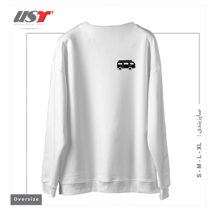 طرح VAN CAR سوییشرت اورسایزرنگ سفید
