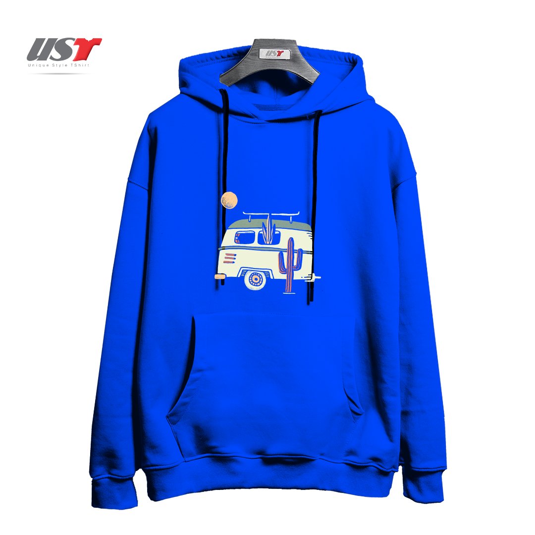 طرح VAN LIFE هودی اورسایزرنگ آبی شالی