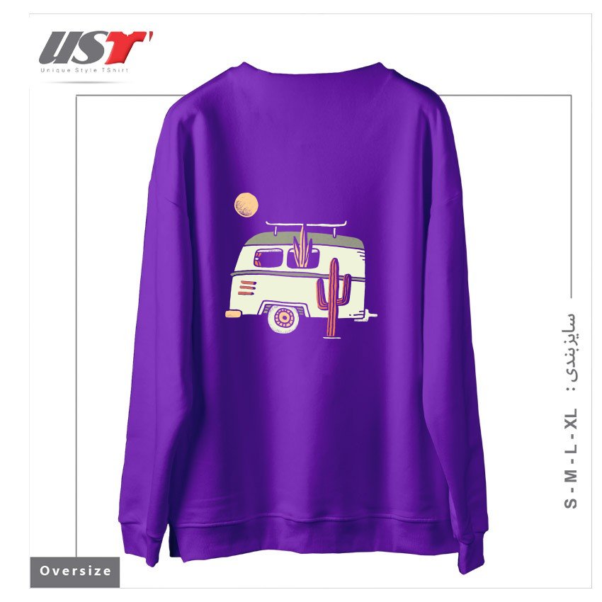 طرح VAN LIFE سوییشرت اورسایزرنگ بنفش