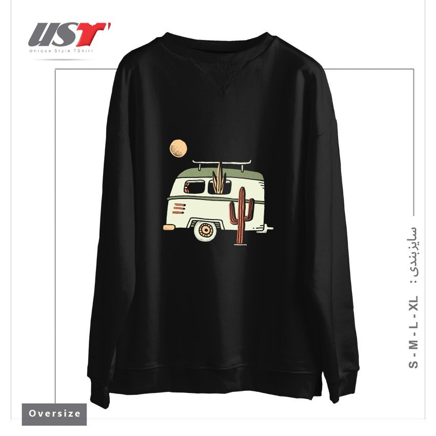 طرح VAN LIFE سوییشرت اورسایزرنگ مشکی