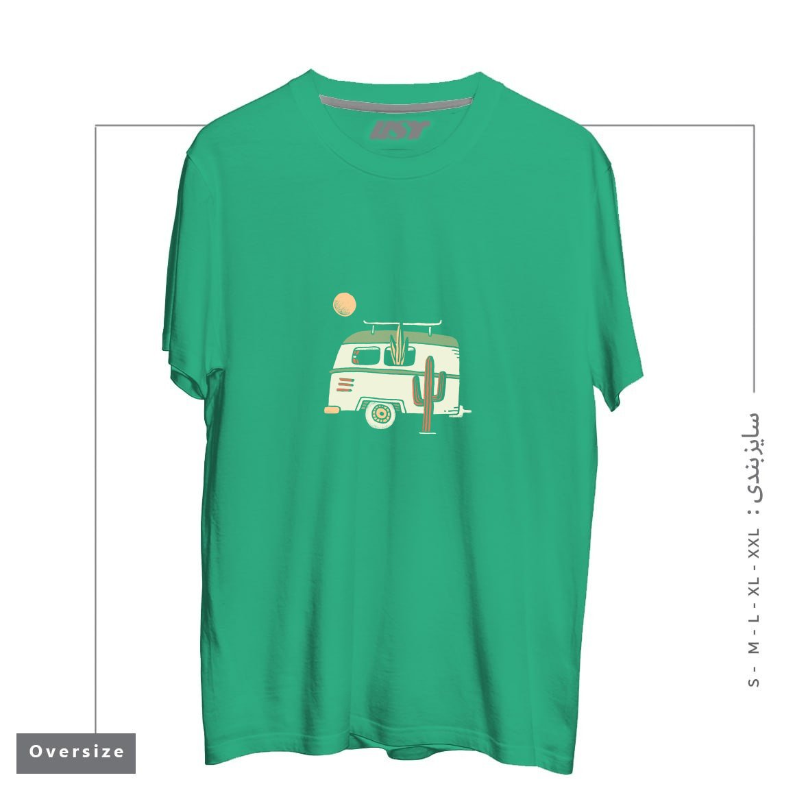 طرح VAN LIFE تیشرت اورسایزرنگ سبز
