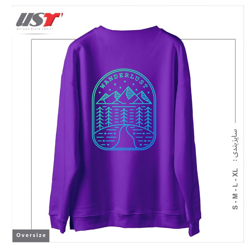 طرح WANDERLUST سوییشرت اورسایزرنگ بنفش