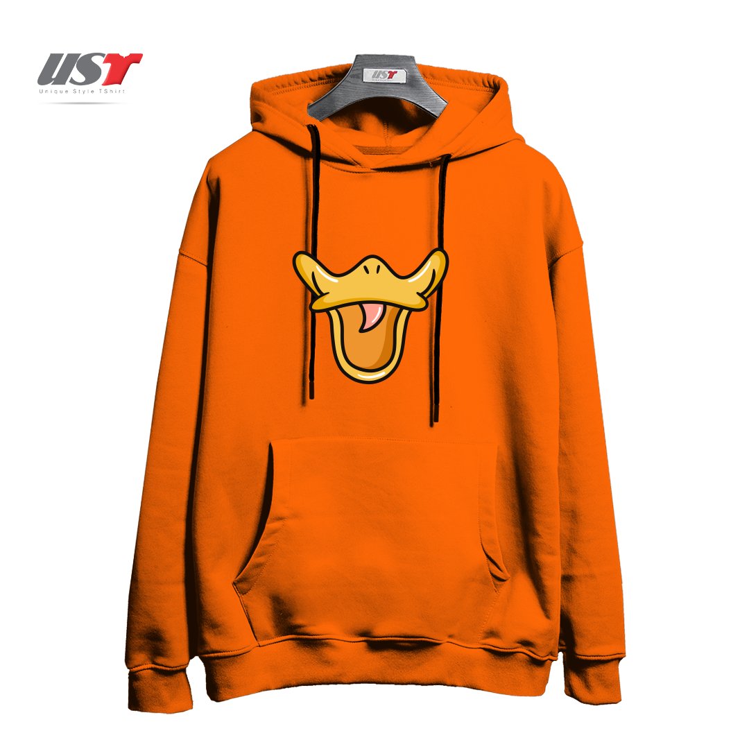 طرح DUCK FACE هودی اورسایزرنگ نارنجی