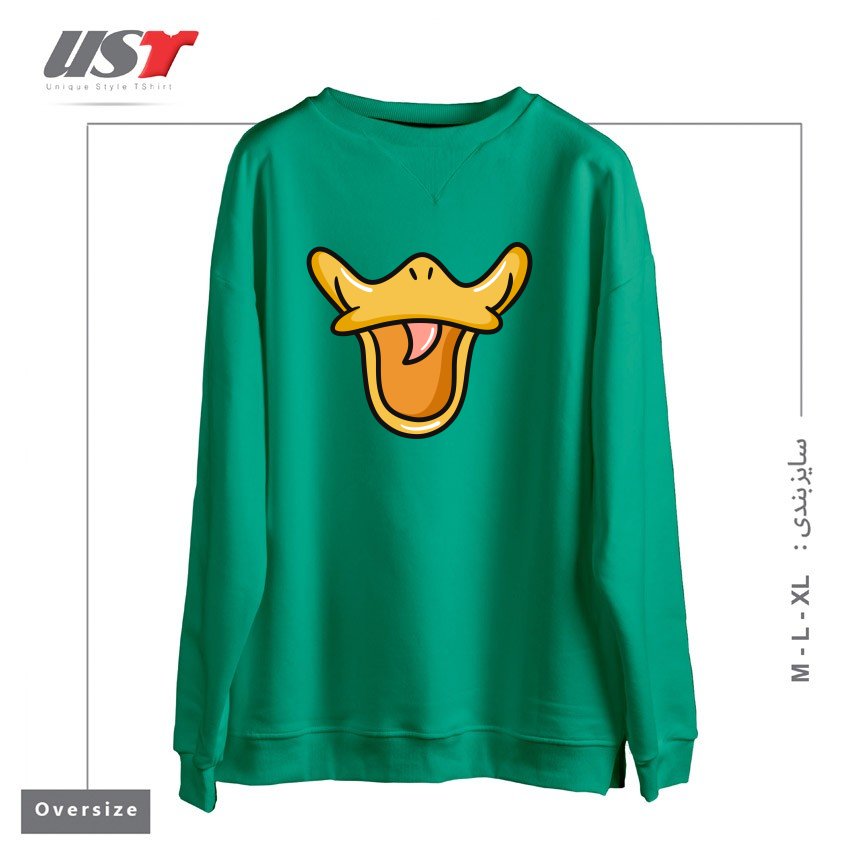 طرح DUCK FACE سوییشرت اورسایزرنگ سبز سدری