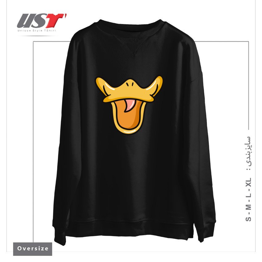 طرح DUCK FACE سوییشرت اورسایزرنگ مشکی