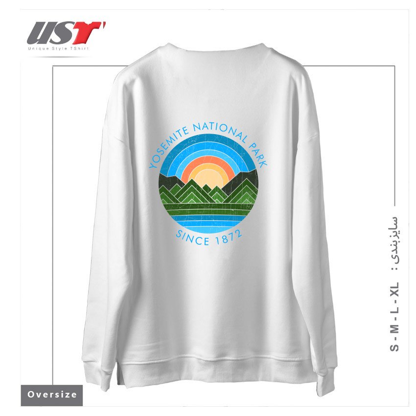 طرح YOSEMITE سوییشرت اورسایزرنگ سفید
