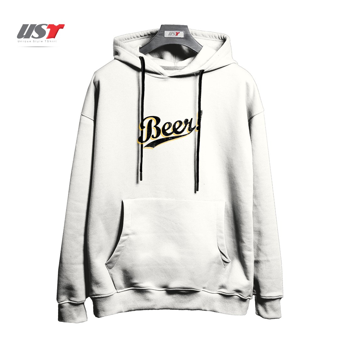 طرح BEER! هودی اورسایزرنگ سفید