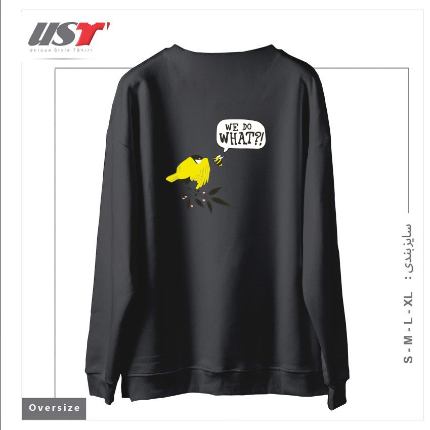 طرح BIRDS & THE BEES سوییشرت اورسایزرنگ دودی