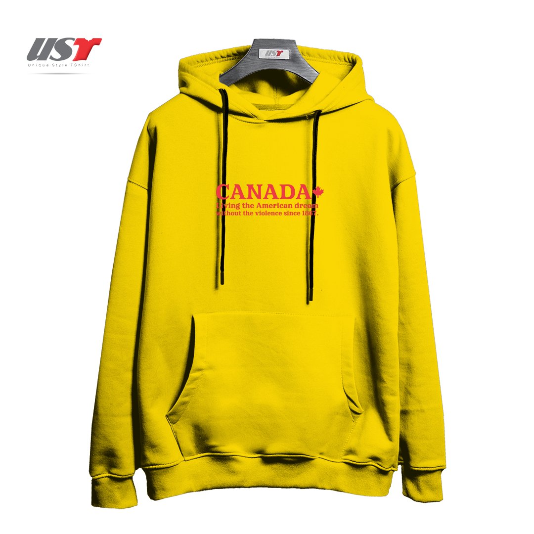 طرح CANADA LIVING THE AMERICAN DREAM... هودی اورسایزرنگ زرد