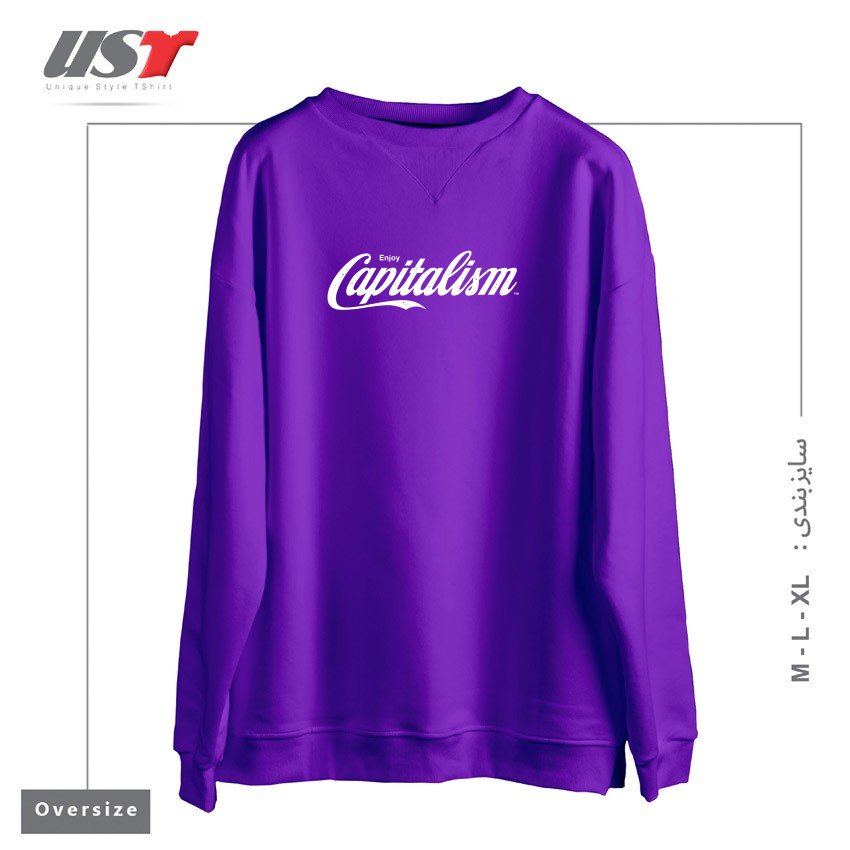 طرح ENJOY CAPITALISM سوییشرت اورسایزرنگ بنفش