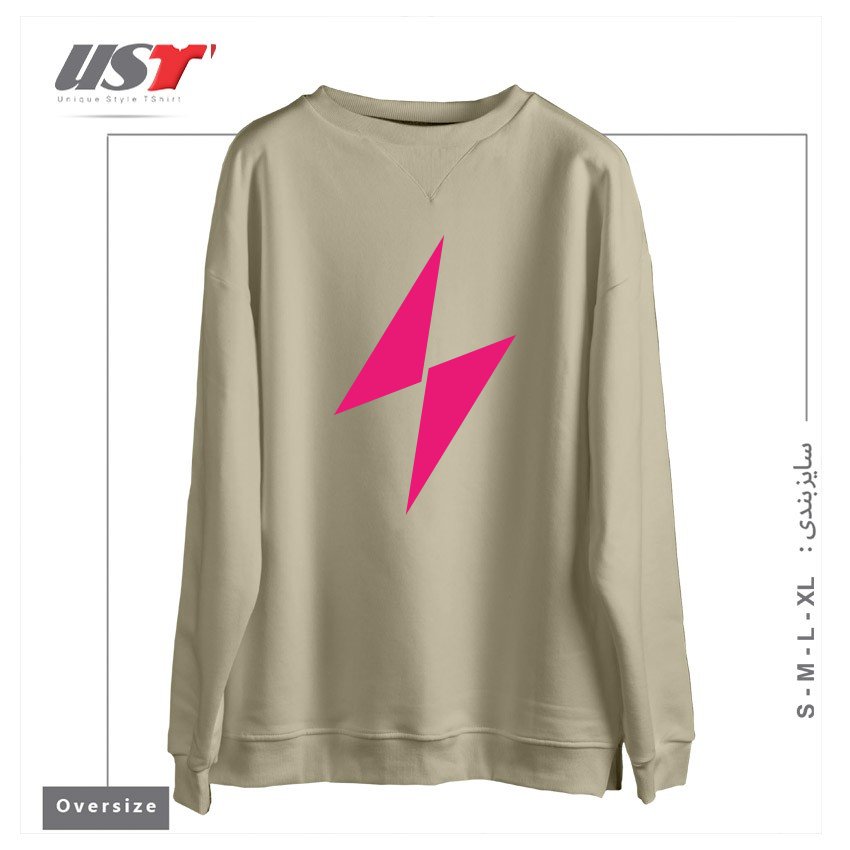 سوییشرت اورسایز طرح ELECTRIC BOLT - FULL FRONTAL - ELECTRIC PINK