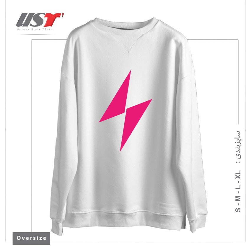 سوییشرت اورسایز طرح ELECTRIC BOLT - FULL FRONTAL - ELECTRIC PINK
