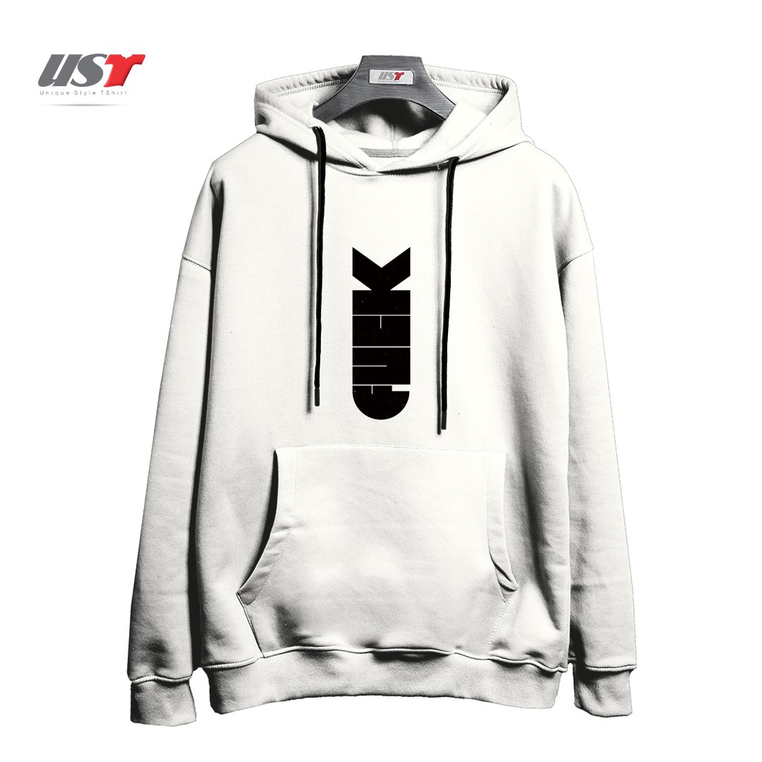 طرح F-BOMB هودی اورسایزرنگ سفید