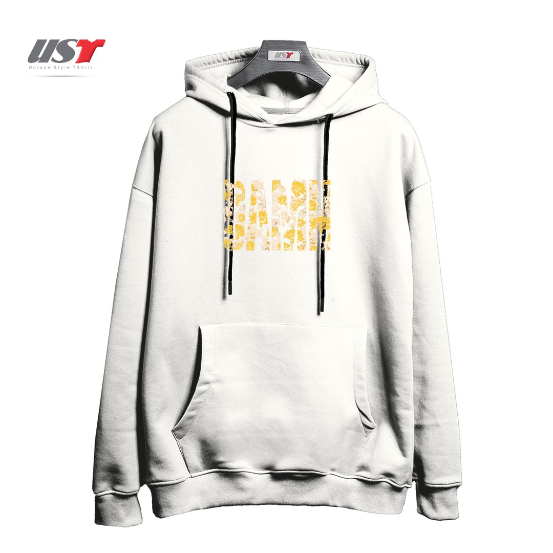 طرح FLOWERS هودی اورسایزرنگ سفید