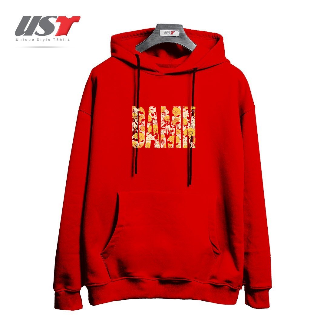 طرح FLOWERS هودی اورسایزرنگ قرمز